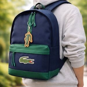 Lacoste Backpack Navy Alligator Computer Men Women Kids School Bag